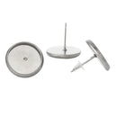 150 (75 pairs) stainless steel cabochon bezel setting earring post components, fits 12mm round inside bezel  fin0365b