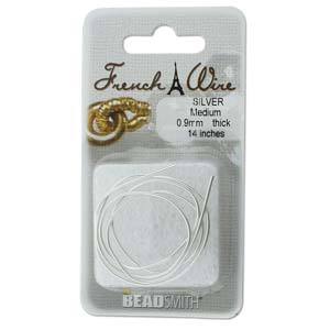 Silver French Wire, medium, 0.9mm thick, 14 inches, wir0116