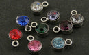 20 Mixed Color Rhinestone Silver Drop Charms, 5mm charm pendants, chs1912