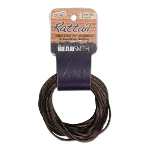 Medium Brown Rattail Satin Cord, 1mm, 6 yards, cor0560