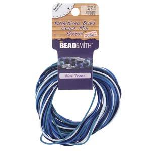 Blue Tones Rattail Satin Cord, 1mm, 12 yards, cor0491