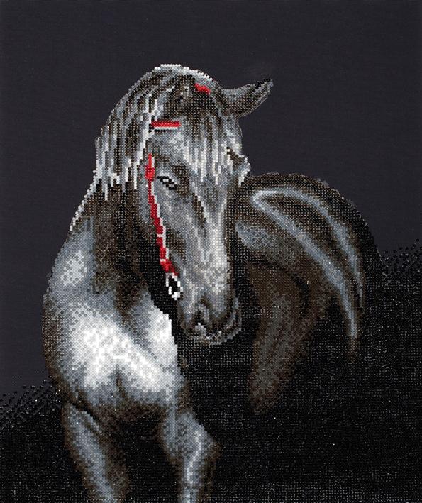 Diamond Painting Kit, Midnight Stallion Horse, Diamond Dotz Facet Bling Wall Art kit0251