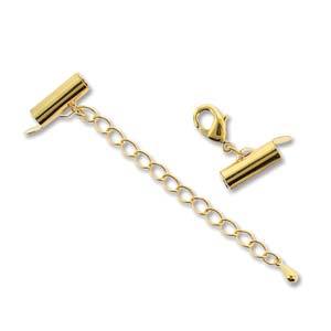 10 Slide Connector Clasps with Extension Chain, Gold Plated, fcl0466