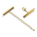 10 Gold Slider Clasps, extender chain with lobster clasp, 25mm, fcl0451