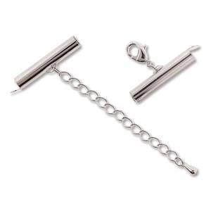 10 Silver Slider Clasps, extender chain with lobster clasp, 25mm, fcl0452