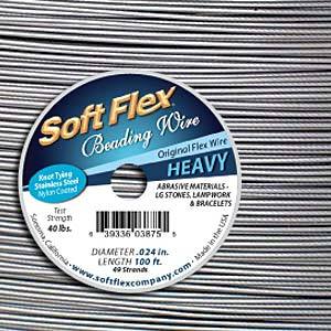 100 ft Soft Flex Beading Wire, 49 strand Stainless Steel Nylon-Coated .024", 0.61mm, 40 lbs, wir0141