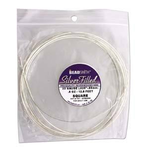 22 gauge SQUARE Silver Filled Wire, 1/2 oz, Dead Soft, 12.5ft, wir0240