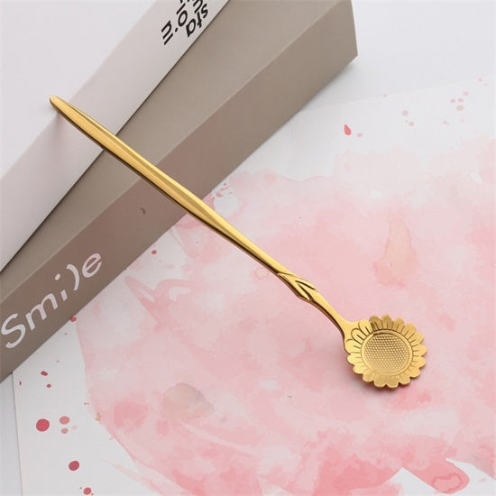 Glitter Scoop Spoon, Stainless Steel, Gold Flower, cft0298