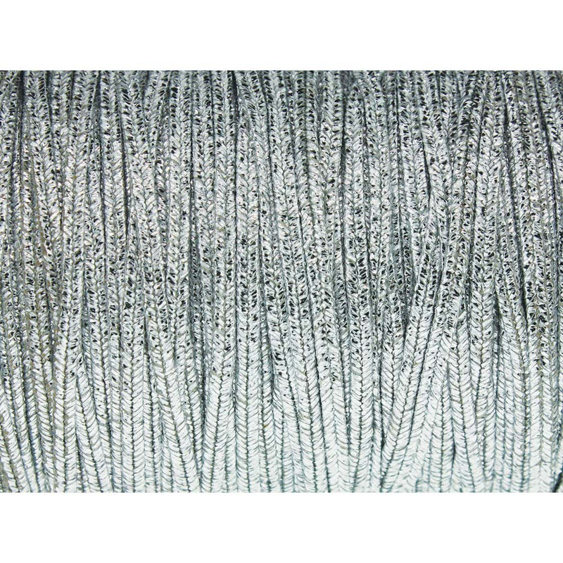 Soutache Tyrol Braid Cord, Textured Metallic Silver, 3mm, 3 yds, cor0259