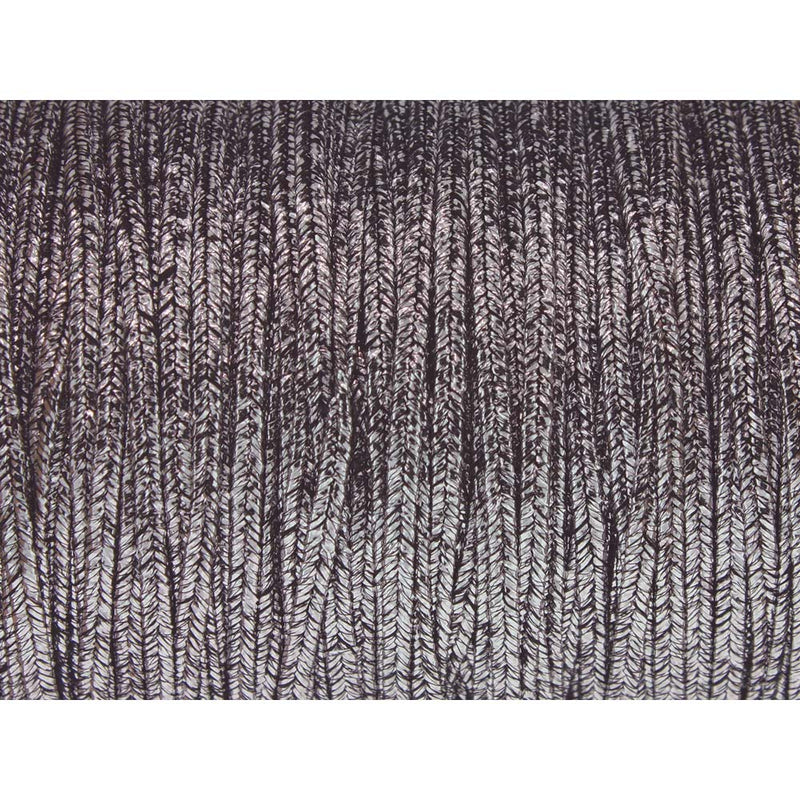 Soutache Tyrol Braid Cord, Textured Silver Black Metallic, 3mm, 3 yds, cor0286