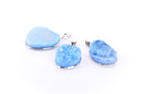 1 BLUE QUARTZ DRUZY Pendant, Silver Bezel, 1-1/4" to 1-3/4" long,  gdz0015