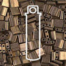 Miyuki 2-hole Tila Beads, Matte Metallic Dark Bronze, 5mm square, approx 7.2 grams, TL2006, bsd0681