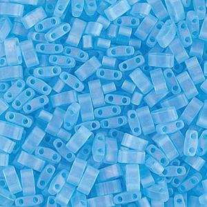 Half Tila Glass Beads Miyuki Matte Transparent Aqua Blue TLH148FR bsd0565