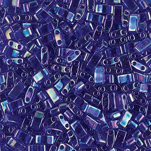 Half Tila Glass Beads Miyuki Transparent Cobalt Blue AB TLH177 bsd0569