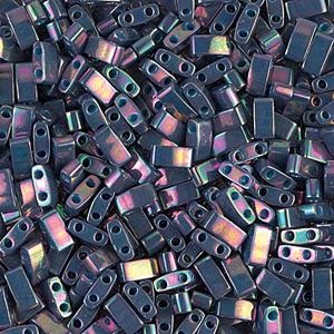 Half Tila Glass Beads Miyuki Opaque Purple Gray Rainbow Luster TLH1898 bsd0558