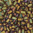 Half Tila Glass Beads Miyuki Matte Metallic Khaki Iris TLH2035 bsd0437