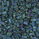 Half Tila Glass Beads Miyuki Matte Metallic Blue Green Iris TLH2064 bsd0567