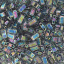 Half Tila Glass Beads Miyuki Matte Dark Gray Rainbow Luster TLH2440D bsd0435