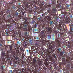 Half Tila Glass Beads Miyuki Transparent Smoky Amethyst AB TLH256 bsd0560