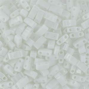 Half Tila Glass Beads Miyuki White Opaque TLH402 bsd0425