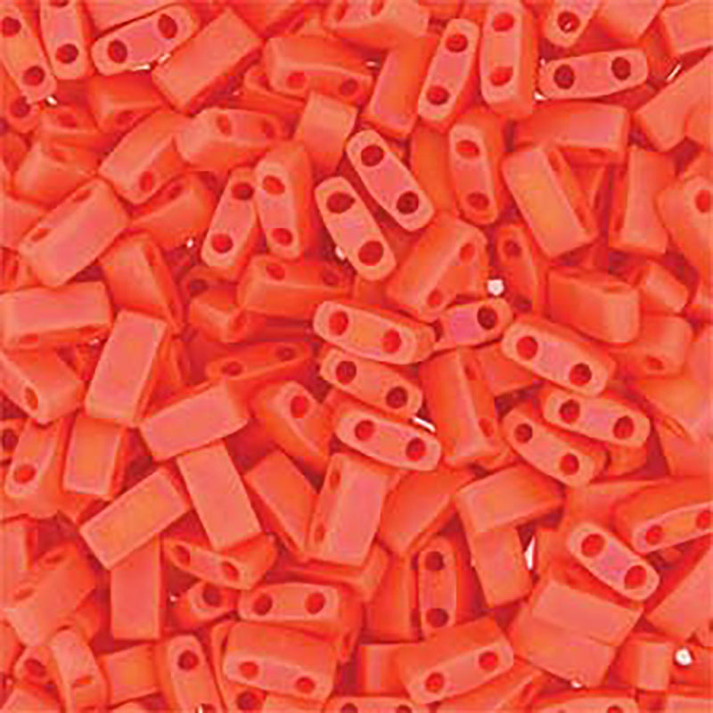 Half Tila Glass Beads Miyuki Matte Opaque Orange TLH406FR bsd0385