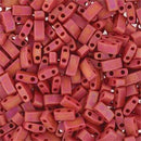 Half Tila Glass Beads Miyuki Matte Opaque Red AB TLH408FR bsd0413