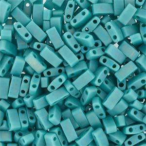 Half Tila Glass Beads Miyuki Matte Opaque Turquoise AB TLH412FR bsd0401