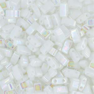 Half Tila Glass Beads Miyuki Pearl White Opaque TLH471 bsd0420