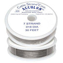Silver Nylon Coated Beading Wire, 0.018", Acculon 7-strand, 24lb Steel Wire, 0.45mm wir0155