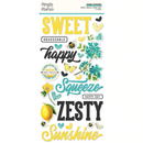 Vintage Lemon Twist Foam Stickers by Simple Stories - 54 Bright Ephemera Pieces for Scrapbooking, junk journaling pap0038