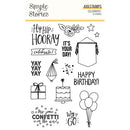 Celebrate! Stamps by Simple Stories - 16 pc, Phrases, Party, Birthday, Graduation Photopolymer Clear Stamps for Scrapbooking, junk journaling pap0027