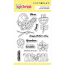 Cherish Stamps by PhotoPlay - 13 pc, Phrases, Cheerful Bird Flower Floral Photopolymer Clear Stamps for Scrapbooking, junk journaling pap0026