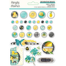 Vintage Lemon Twist Butterfly Brads by Simple Stories - 33 Bright Vintage Ephemera Pieces for Scrapbooking, junk journaling pap0028