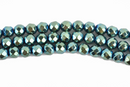 4mm Hematite Round Beads, PEACOCK GREEN Titanium Coated Gemstone Beads, faceted, full strand, 98 beads, ghe0169