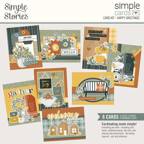 Happy Greetings - Simple Stories Cards Card Kit, Fall Hello Thinking of You Happy Cards pap0077