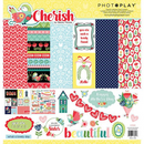 Cherish COLLECTION KIT by PhotoPlay - 12x12" Holiday Cute Thankful Paper, Bright Paper Pack and Stickers for Scrapbooking, junk journaling pap0070