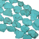 9 TURQUOISE BLUE HOWLITE Slab Gemstone Beads, magnesite, about 1.5" to 2", full strand, 9 beads gem0205