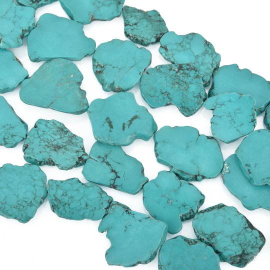 9 TURQUOISE BLUE HOWLITE Slab Gemstone Beads, magnesite, about 1.5" to 2", full strand, 9 beads gem0205