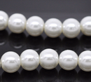 8mm WHITE Round Glass Pearl Beads, 50 beads, bgl0428