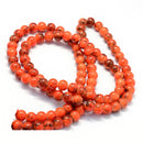 8mm ORANGE and BLACK Round Glass Beads, pumpkin orange with black marbeling, double strand, about 100 beads, bgl1618
