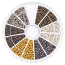 Brass Crimp Beads, mixed pack in storage container, fin1238