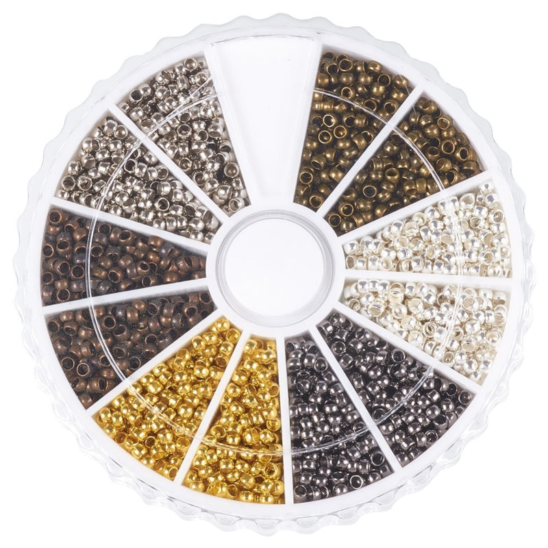 Brass Crimp Beads, mixed pack in storage container, fin1238