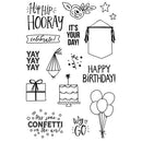 Celebrate! Stamps by Simple Stories - 16 pc, Phrases, Party, Birthday, Graduation Photopolymer Clear Stamps for Scrapbooking, junk journaling pap0027