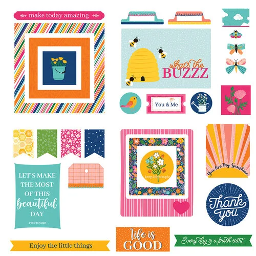 Beautiful Day Ephemera by PhotoPlay - 30 Spring Summer Floral Flower Cardstock Pieces for Scrapbooking, junk journaling pap0024