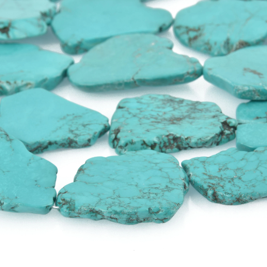 9 TURQUOISE BLUE HOWLITE Slab Gemstone Beads, magnesite, about 1.5" to 2", full strand, 9 beads gem0205