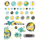 Vintage Lemon Twist Butterfly Brads by Simple Stories - 33 Bright Vintage Ephemera Pieces for Scrapbooking, junk journaling pap0028