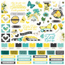 Simple Vintage Lemon Twist COLLECTION KIT by Simple Stories - 12x12" Pieces, Bright Paper Pack and Stickers for Scrapbooking, junk journaling pap0040