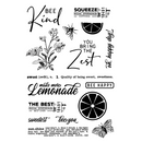 Vintage Lemon Twist by Simple Stories - 16 pc Phrases, Citrus, Flower, Butterfly Photopolymer Clear Stamps for Scrapbooking, junk journaling pap0032