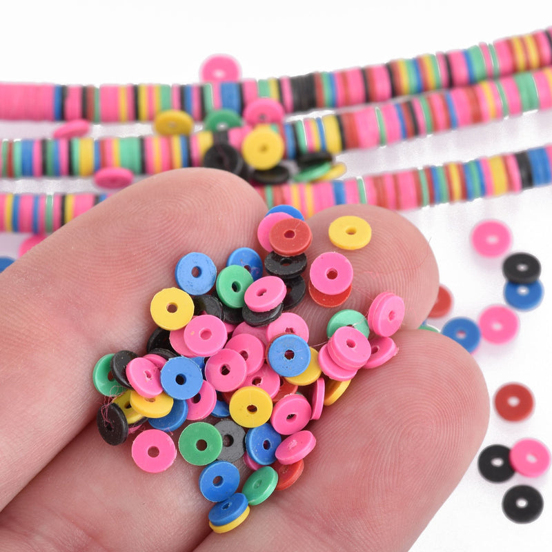 5mm Recycled Vinyl Beads MULTI  COLOR, 16" strand x550-575 beads bac0348