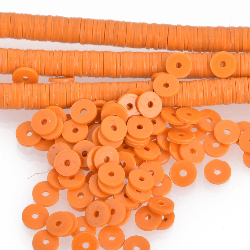 4mm Recycled Vinyl Beads TANGERINE ORANGE, 16" strand x550-575 beads bac0351